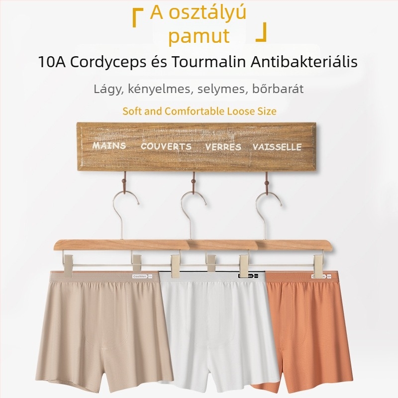 Férfi Milan pamut kötött pizsama rövidnadrág, légáteresztő, varratmentes, középső derekú, 95–100% pamut