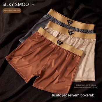 Férfi boxer briefsek Ice Silk nylon anyagból, lélegző, középmagas derék, egyszínű, ágyék rész belső poliészterrel