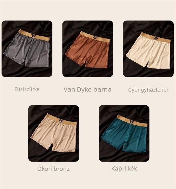 Férfi boxer briefsek Ice Silk nylon anyagból, lélegző, középmagas derék, egyszínű, ágyék rész belső poliészterrel