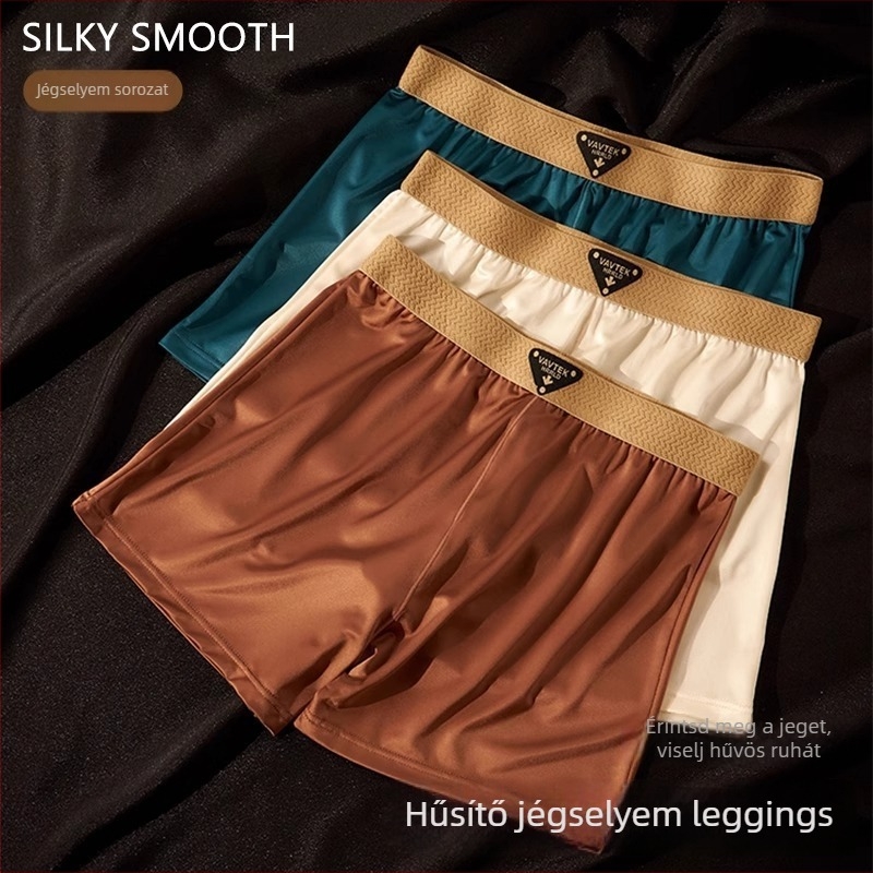 Férfi boxer briefsek Ice Silk nylon anyagból, lélegző, középmagas derék, egyszínű, ágyék rész belső poliészterrel