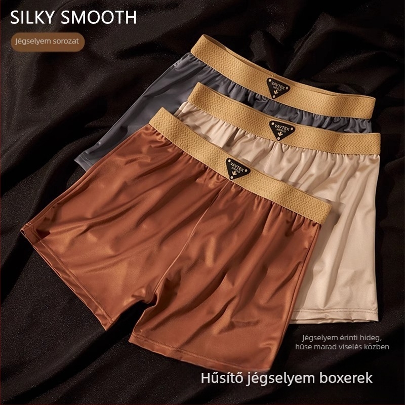Férfi boxer briefsek Ice Silk nylon anyagból, lélegző, középmagas derék, egyszínű, ágyék rész belső poliészterrel