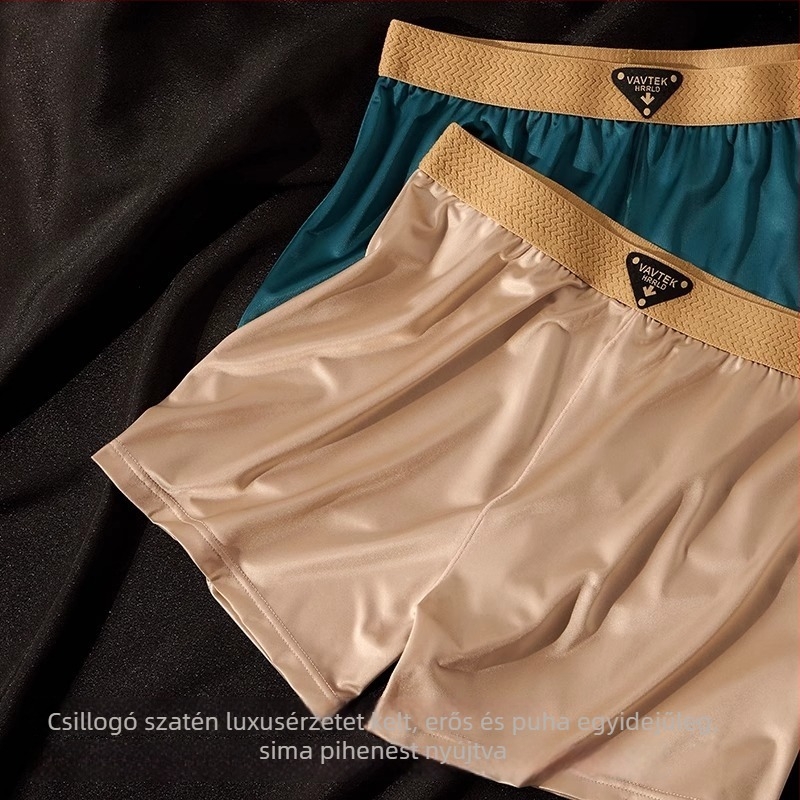 Férfi boxer briefsek Ice Silk nylon anyagból, lélegző, középmagas derék, egyszínű, ágyék rész belső poliészterrel