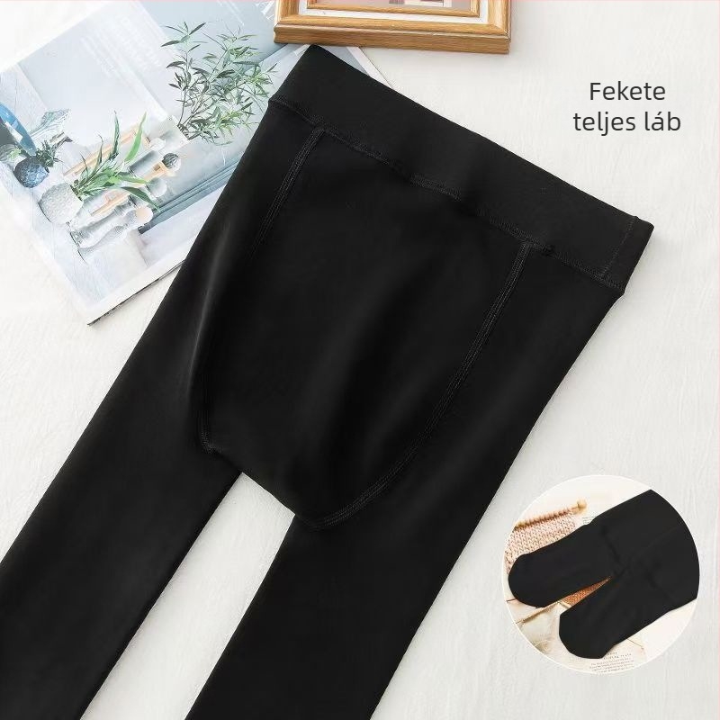 Női nude színű fleece-béléses meleg harisnya, őszi-téli, egyszínű nylon