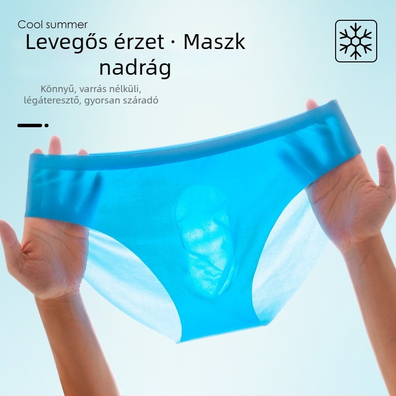 Férfi Ice Silk alsónadrág, légáteresztő, gyorsan száradó, középső derekú, nylon anyag