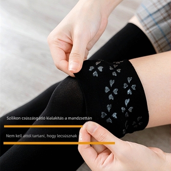 Női bársonyos combfix harisnya, vékony, tavasz–ősz, szilikon csúszásmentes, testszín