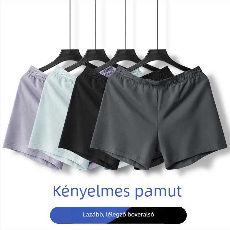 Férfi pamut boxer rövidnadrág, középmagas derekú, lélegző, egyszínű, 95–100% pamut