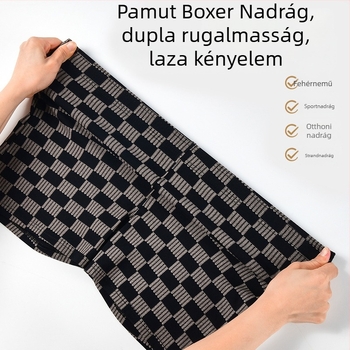 Férfi pamut kockás boxeralsó, lazák és lélegzők, nagy méret, középső derekú, otthoni és sportoláshoz
