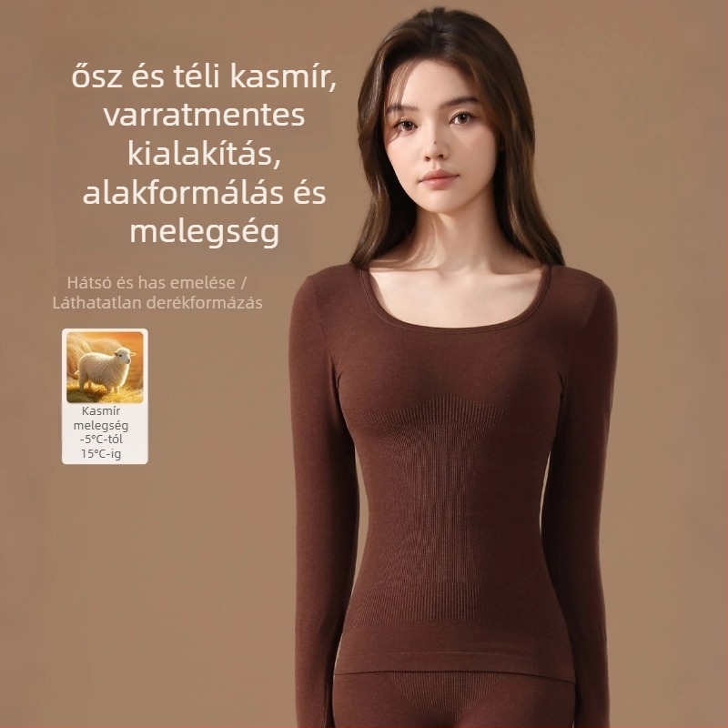 Női kasmír melegítő őszi-téli termo felső-alsó készlet, testformázó, 6.0, magas rugalmasság, önmelegítő alapréteg: felső és nadrág