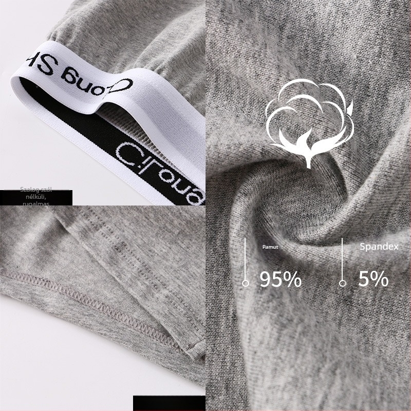 Férfi pamut boxer brief, középmagasságú derék, lélegző és sportos, kötött anyag, 95–100% pamut