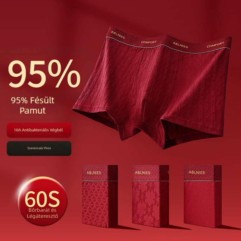 Férfi alsónemű 100% pamutból, prémium Class A pamut, Cordyceps ápolás, antibakteriális, lélegző, boxer briefs középmagasságú