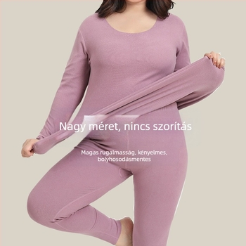 Plusz méretű női termikus alsóruha szett, vastag és fleece-beléssel, őszi-téli felső és nadrág