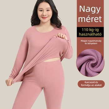 Plusz méretű női termikus alsóruha szett, vastag és fleece-beléssel, őszi-téli felső és nadrág