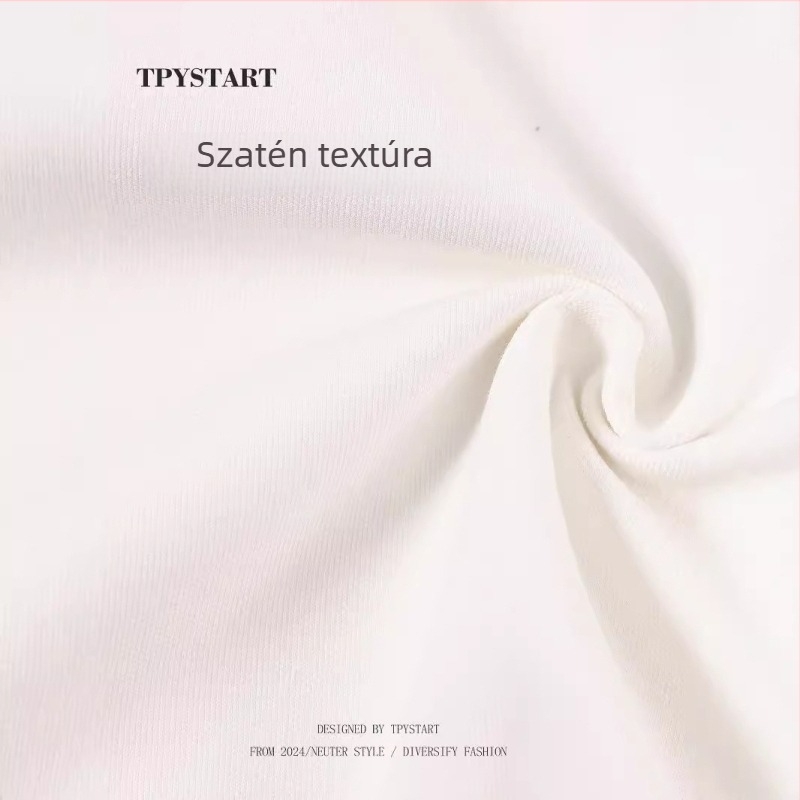 TPYSTART pamut hosszú ujjú felső, kerek nyakú, laza szabás, egyszínű minta