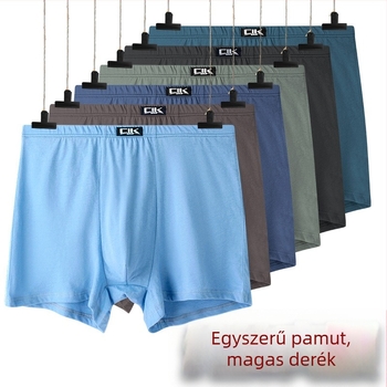 Férfi pamut boxer, középmagas derekú, egyszínű, kötött anyag, 100% pamut