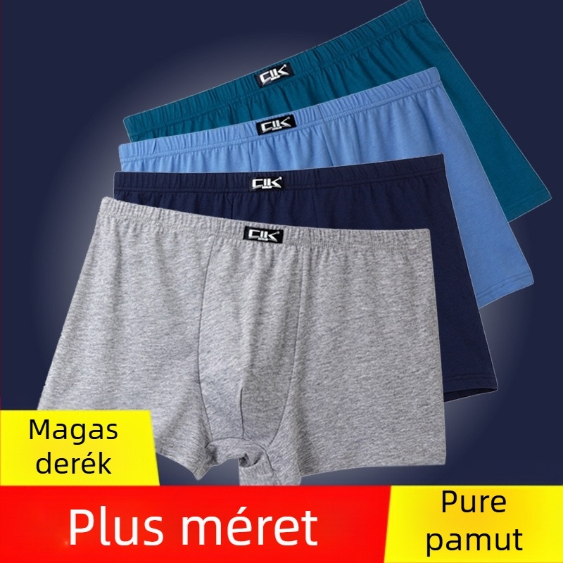 Férfi pamut boxer, középmagas derekú, egyszínű, kötött anyag, 100% pamut
