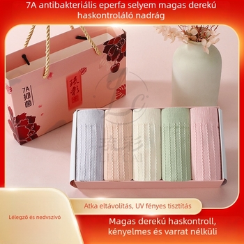Női magas derekú antibakteriális bugyi mulberry selyem bélésével a fenék formázásához, varrás nélküli, egyszínű, ajándékdobozt tartalmazó csomagolás