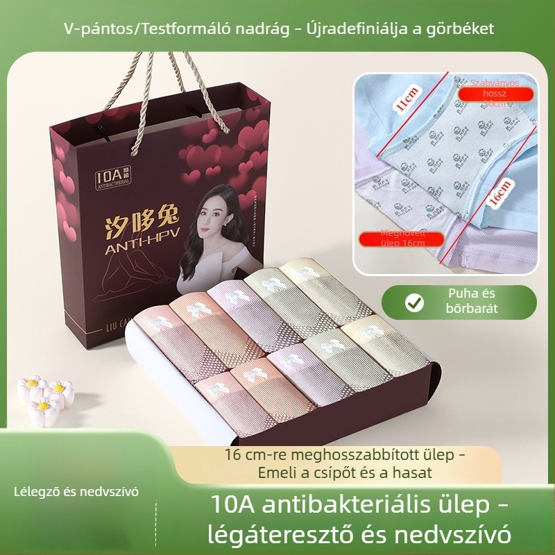 Női magas derekú antibakteriális bugyi mulberry selyem bélésével a fenék formázásához, varrás nélküli, egyszínű, ajándékdobozt tartalmazó csomagolás