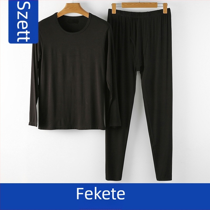 Férfi viszkóz meleg alsóruha készlet, vastagított anyag, környakú pulóver, karcsúsított szabás, 95% viszkóz, 5% elasztán, anyagvastagság 181-200 g/m²