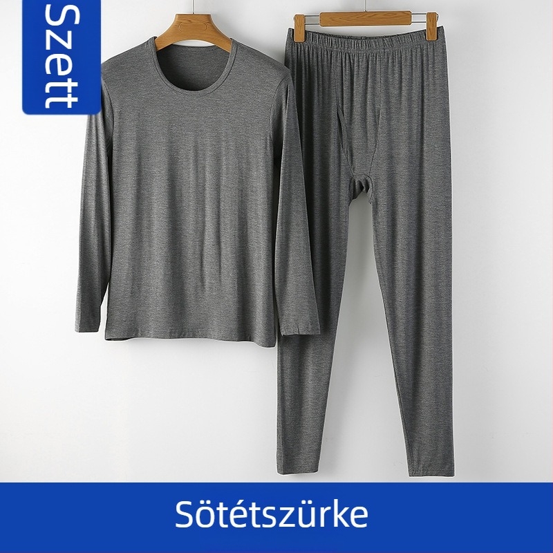 Férfi viszkóz meleg alsóruha készlet, vastagított anyag, környakú pulóver, karcsúsított szabás, 95% viszkóz, 5% elasztán, anyagvastagság 181-200 g/m²