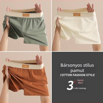 Férfi pamut boxer rövidnadrág, légáteresztő, 90–95% pamut, középmagas derékvonal, minden évszakhoz
