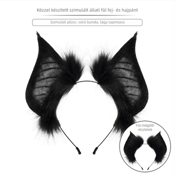 New domain Halloween denevérfülös fejpánt felnőtteknek, sötét bestiafülek, mű fejfedő cosplayhez és előadásokhoz, nyár 2024