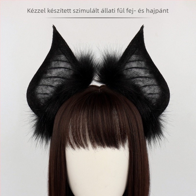 New domain Halloween denevérfülös fejpánt felnőtteknek, sötét bestiafülek, mű fejfedő cosplayhez és előadásokhoz, nyár 2024