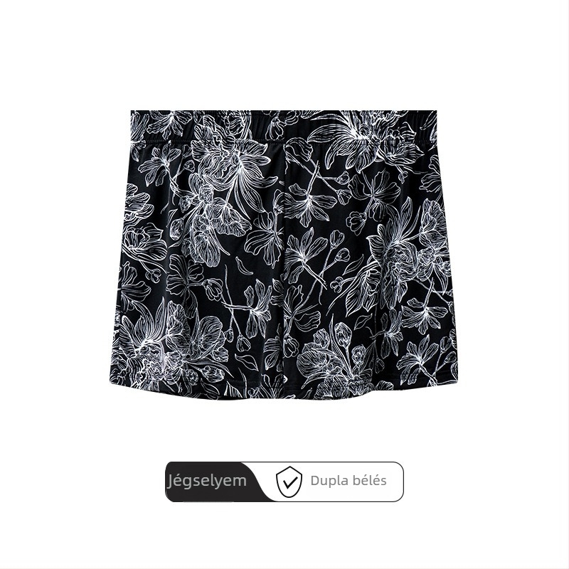 Férfi Ice Silk boxer rövidnadrág poliészterből, nedvszívó és lélegző, viszkóz bélés, középmagas derékvonal, virágos mintázat