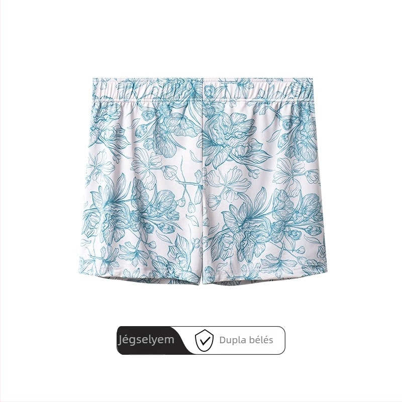Férfi Ice Silk boxer rövidnadrág poliészterből, nedvszívó és lélegző, viszkóz bélés, középmagas derékvonal, virágos mintázat