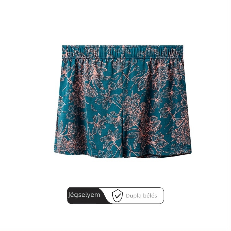 Férfi Ice Silk boxer rövidnadrág poliészterből, nedvszívó és lélegző, viszkóz bélés, középmagas derékvonal, virágos mintázat