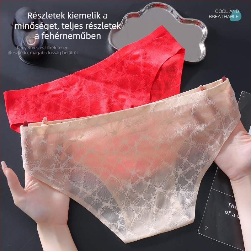 Férfi alsónemű könnyed luxus selyemérzetű anyagból, jégselyem, szexi puha csipke, 3D kontúr zseb, egy rétegű átlátszó