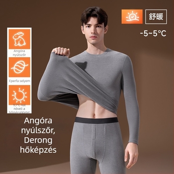 Férfi termikus alsónemű szett nyúl szőrmével és selyemmel, vastag alapréteg, antibakteriális, őszi felső és nadrág
