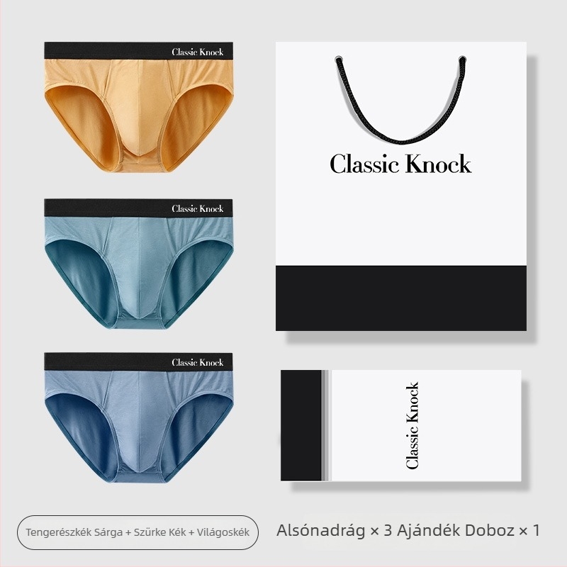 Classic Knock Modal férfi briefs – lélegző, antibakteriális, középmagas derekú, ajándékdobozos