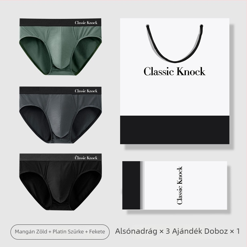 Classic Knock Modal férfi briefs – lélegző, antibakteriális, középmagas derekú, ajándékdobozos