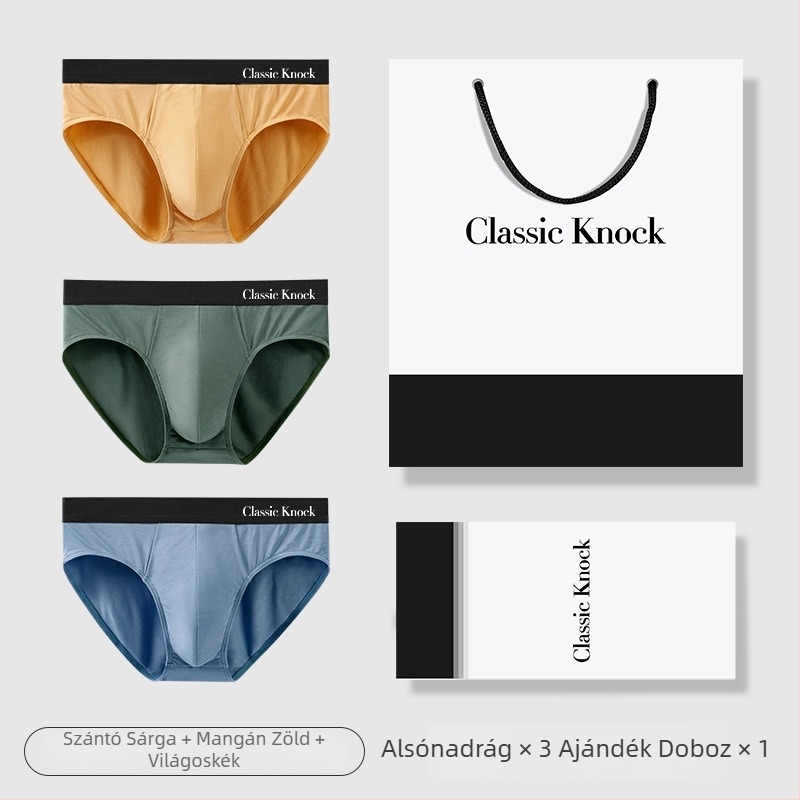 Classic Knock Modal férfi briefs – lélegző, antibakteriális, középmagas derekú, ajándékdobozos