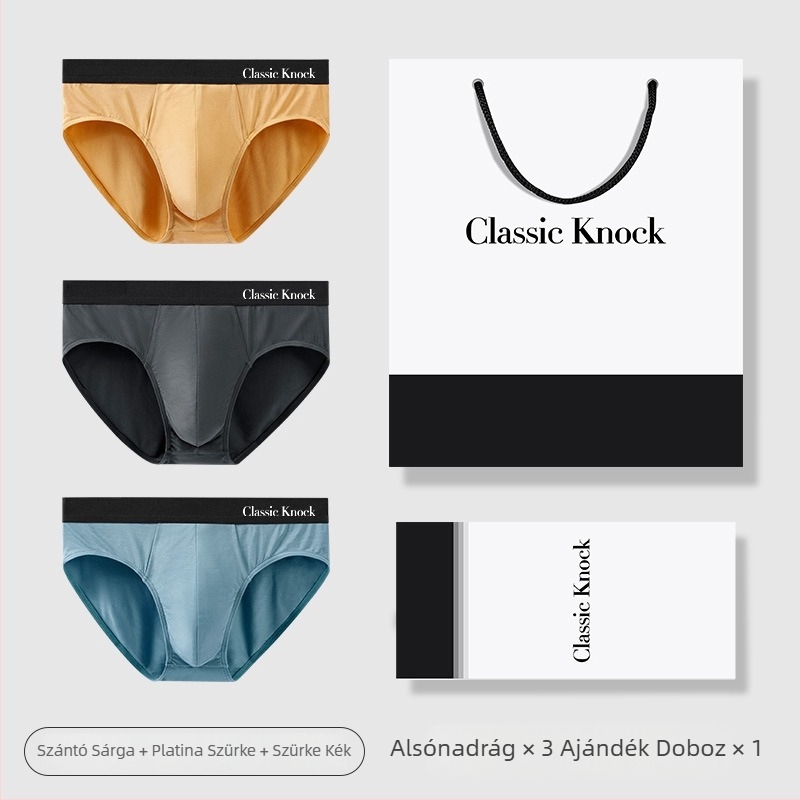 Classic Knock Modal férfi briefs – lélegző, antibakteriális, középmagas derekú, ajándékdobozos