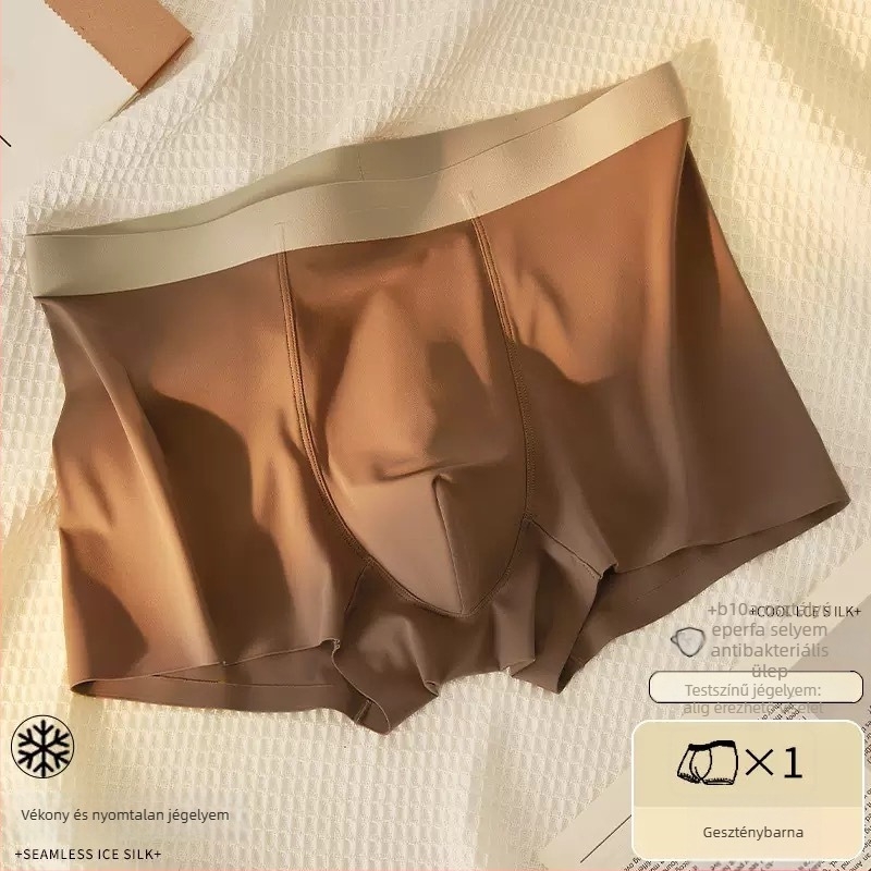 Egyszínű férfi seamless ice-silk otthoni rövidnadrág, lélegző, laza szabású, plusz méret