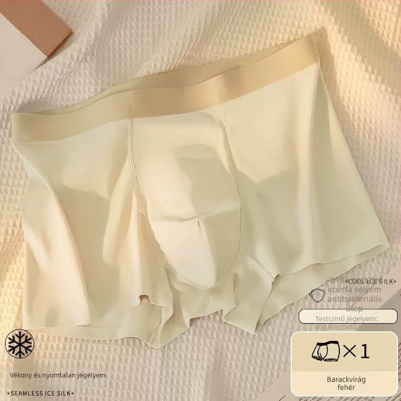 Egyszínű férfi seamless ice-silk otthoni rövidnadrág, lélegző, laza szabású, plusz méret