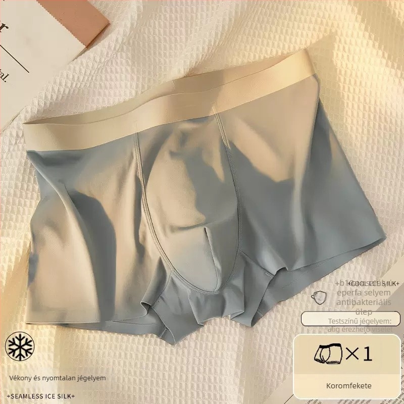 Egyszínű férfi seamless ice-silk otthoni rövidnadrág, lélegző, laza szabású, plusz méret