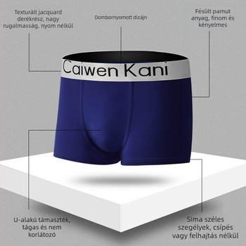 Férfi lélegző pamut-modál boxer alsónemű grafénnel, középmagas derekú, egyszínű