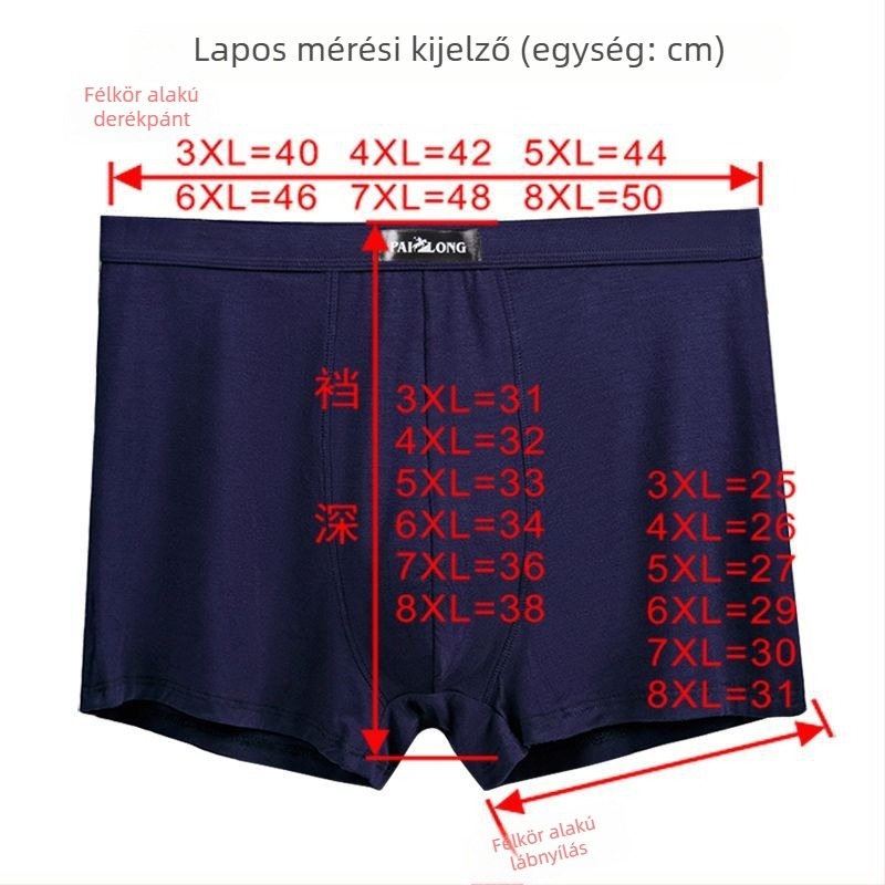 Magas derékú, laza szabású férfi modal boxeralsó, plusz méret, antibakteriális