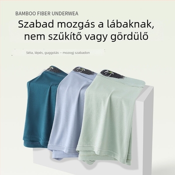 Férfi bambuszrostú alsónadrág, antibakteriális, lélegző, középmagas derekú; ágyéki bélés tussah selyem; bambusz rost 90–95%