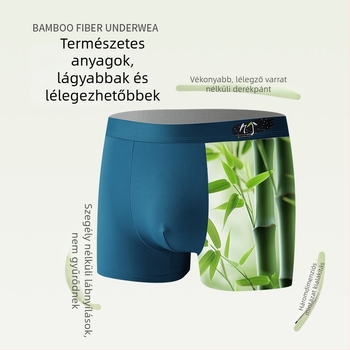 Férfi bambuszrostú alsónadrág, antibakteriális, lélegző, középmagas derekú; ágyéki bélés tussah selyem; bambusz rost 90–95%