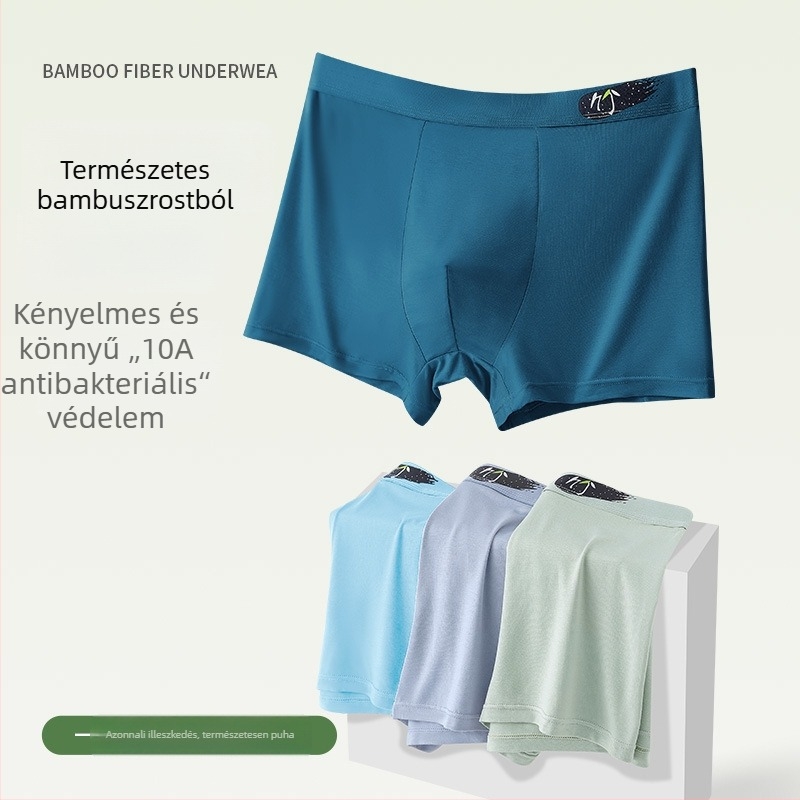 Férfi bambuszrostú alsónadrág, antibakteriális, lélegző, középmagas derekú; ágyéki bélés tussah selyem; bambusz rost 90–95%