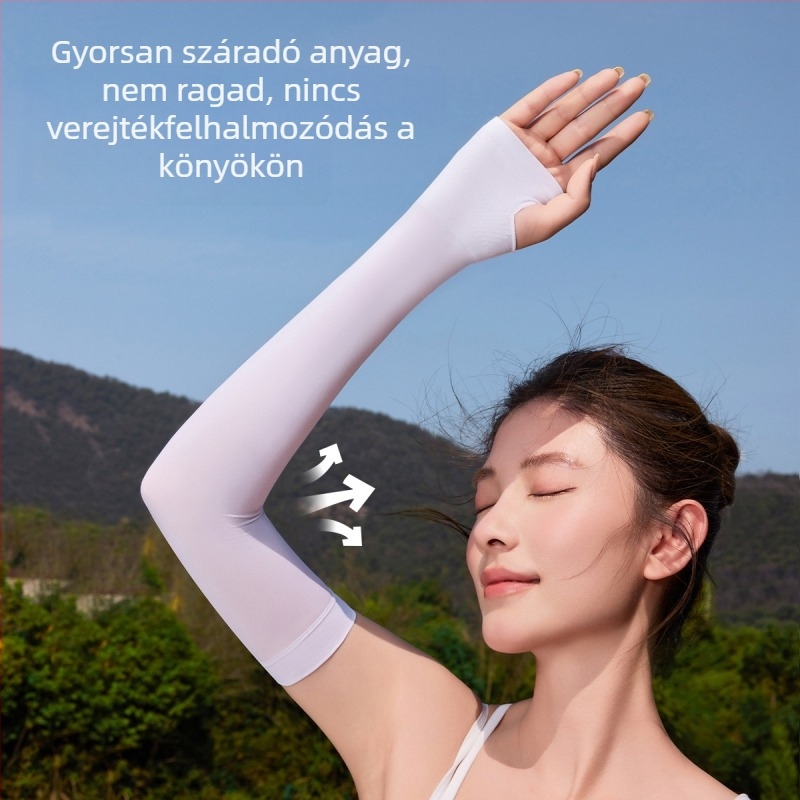 Női UV‑védett karvédő ice silk anyagból, nyáron légies és szellős, vezetéshez és kerékpározáshoz