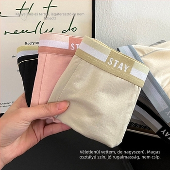 Személyre szabott férfi pamut boxer-briefs — lélegző, bőrbarát, kontrasztos derékszalag és betűs csíkok