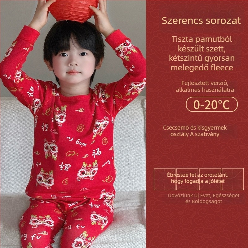 Gyerekek pamut pizsama szett Újévhez, 95% pamut, szövettömeg 181–200 g/m2, 4–6 éveseknek