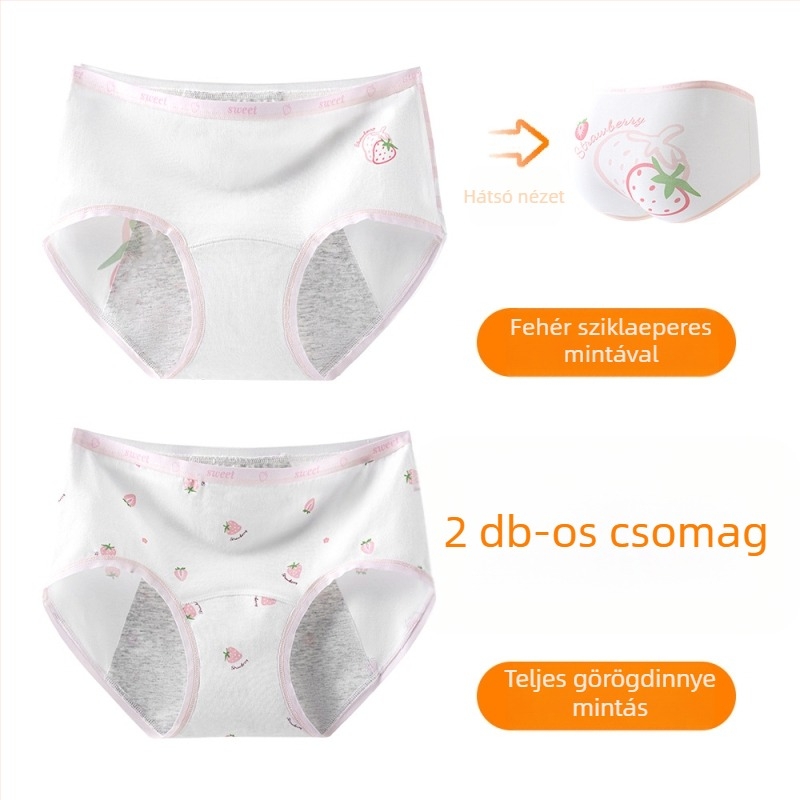 Lányok menzeszes fehérneműje, 95% pamut, ágyék rész 100% pamut, antibakteriális, középmagas derekú, mintás modell