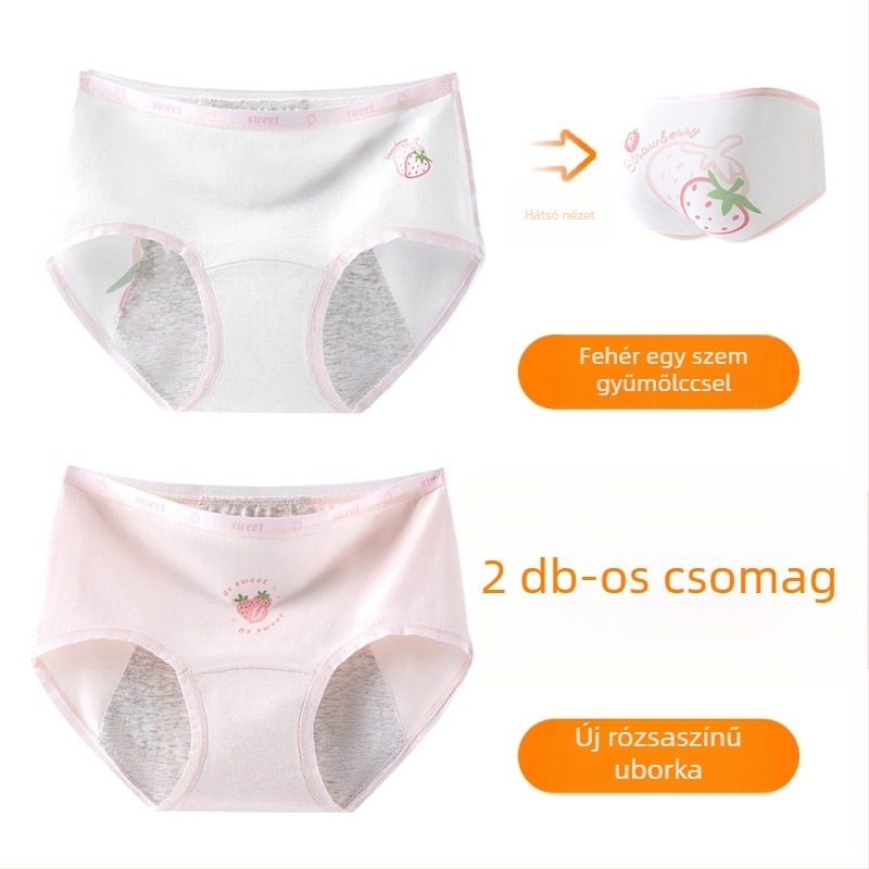 Lányok menzeszes fehérneműje, 95% pamut, ágyék rész 100% pamut, antibakteriális, középmagas derekú, mintás modell