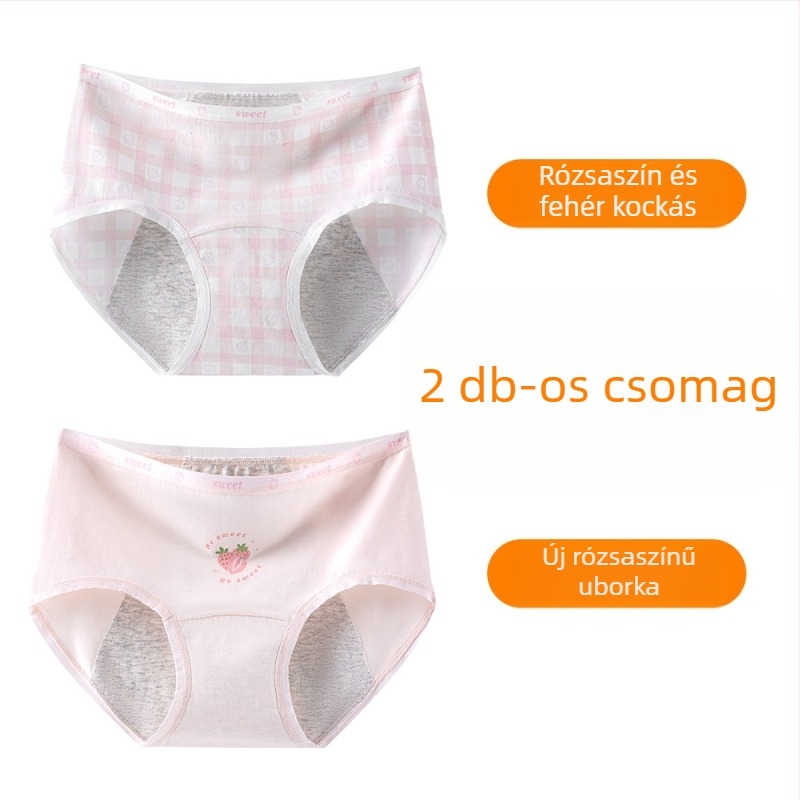 Lányok menzeszes fehérneműje, 95% pamut, ágyék rész 100% pamut, antibakteriális, középmagas derekú, mintás modell