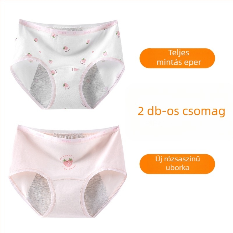 Lányok menzeszes fehérneműje, 95% pamut, ágyék rész 100% pamut, antibakteriális, középmagas derekú, mintás modell